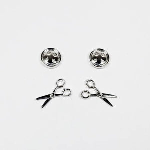 Earrings Button/Scissor Silver