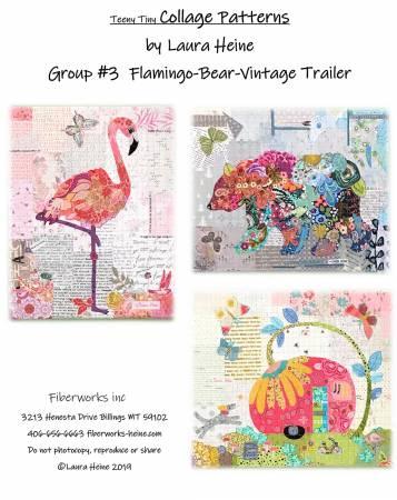 Flamingo Bear Vintage Trailer Collage Pattern