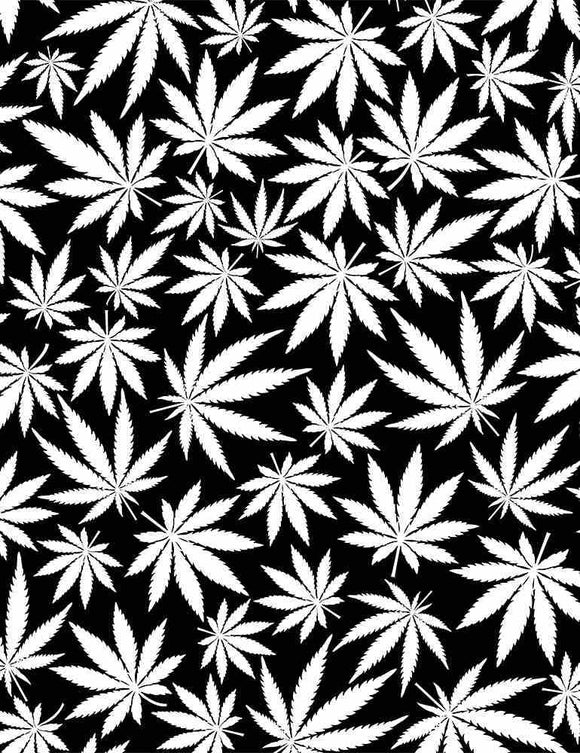 Glow Cannabis Leaves B&W