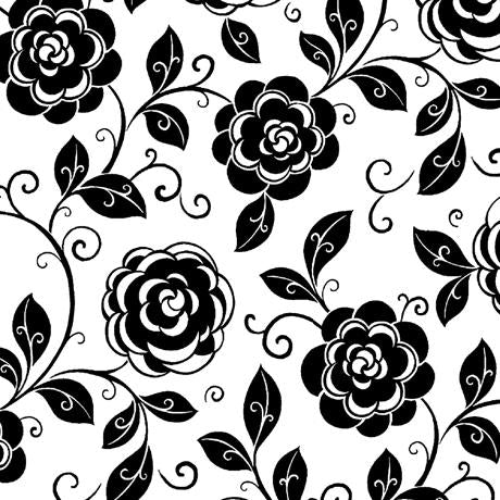 Mod Floral Black and White Minky
