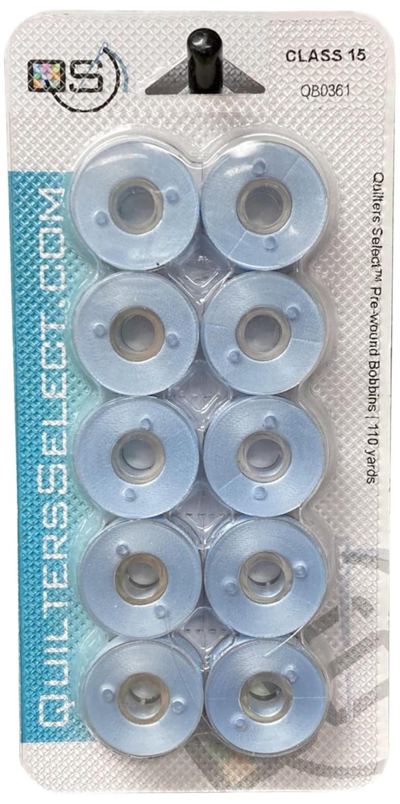Quilters Select Bobbins 10 Light Blue 0361