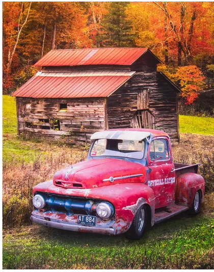 Red Truck and Barn Autumn