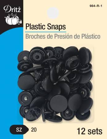 Snaps Plastic Black Round