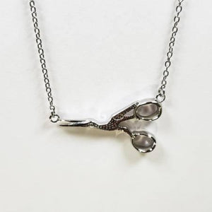 Stork Scissor Necklace Silver
