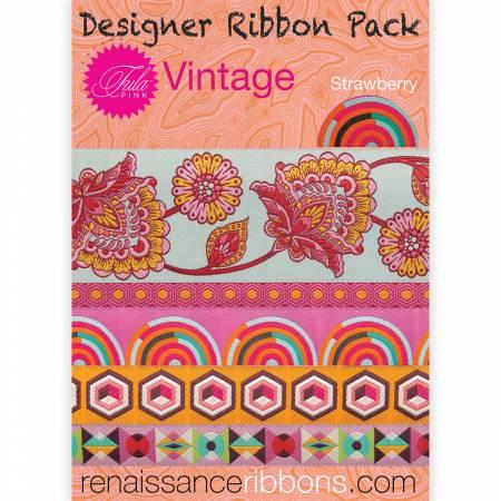 Tula Pink Vintage Strawberry Designer Ribbon Pack