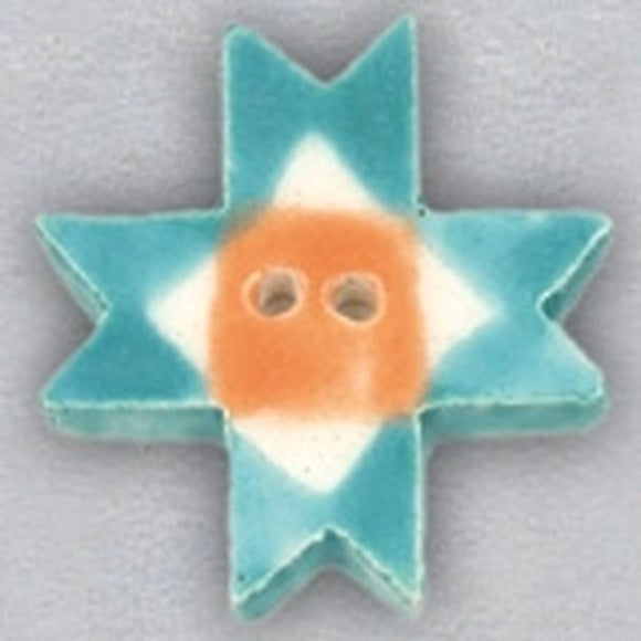 Turquoise Ohio Star Clay Button